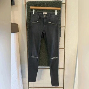 Current Elliott Black Distressed Jeans With Zippers‎